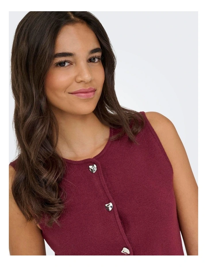 Libi Button Vest in Burgundy image 3