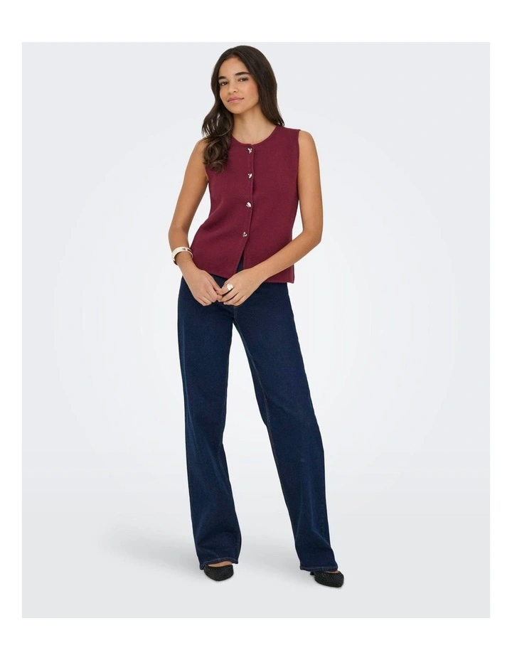 Libi Button Vest in Burgundy image 4