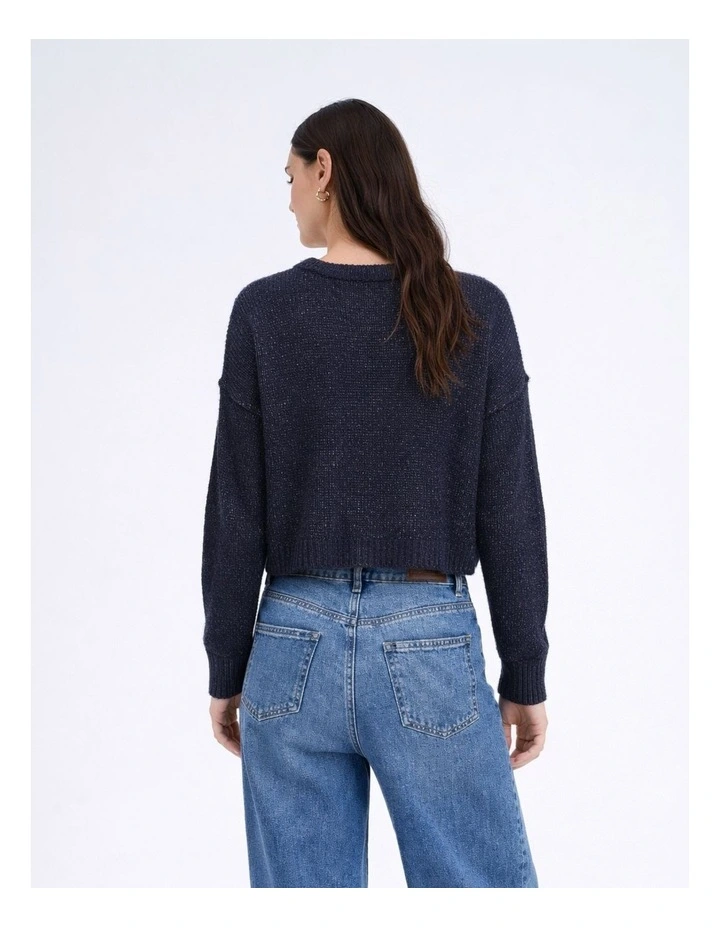 Mally Long Sleeve Life Knit in Navy image 3