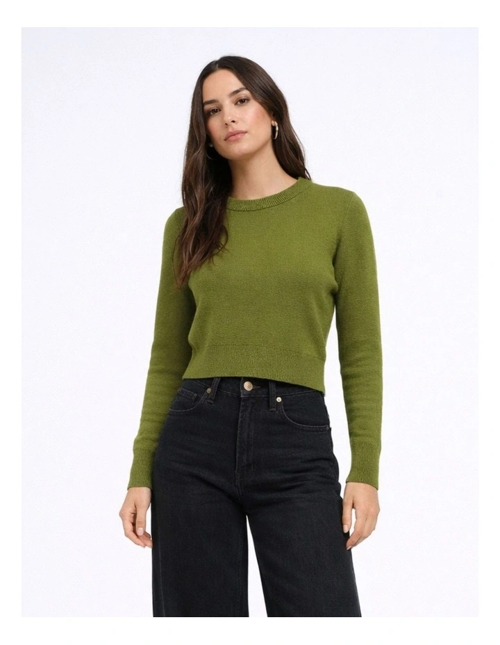 Libi Long Sleeve Fitted Knit in Green image 1
