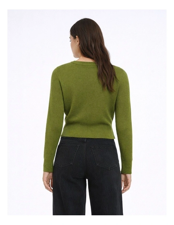 Libi Long Sleeve Fitted Knit in Green image 2