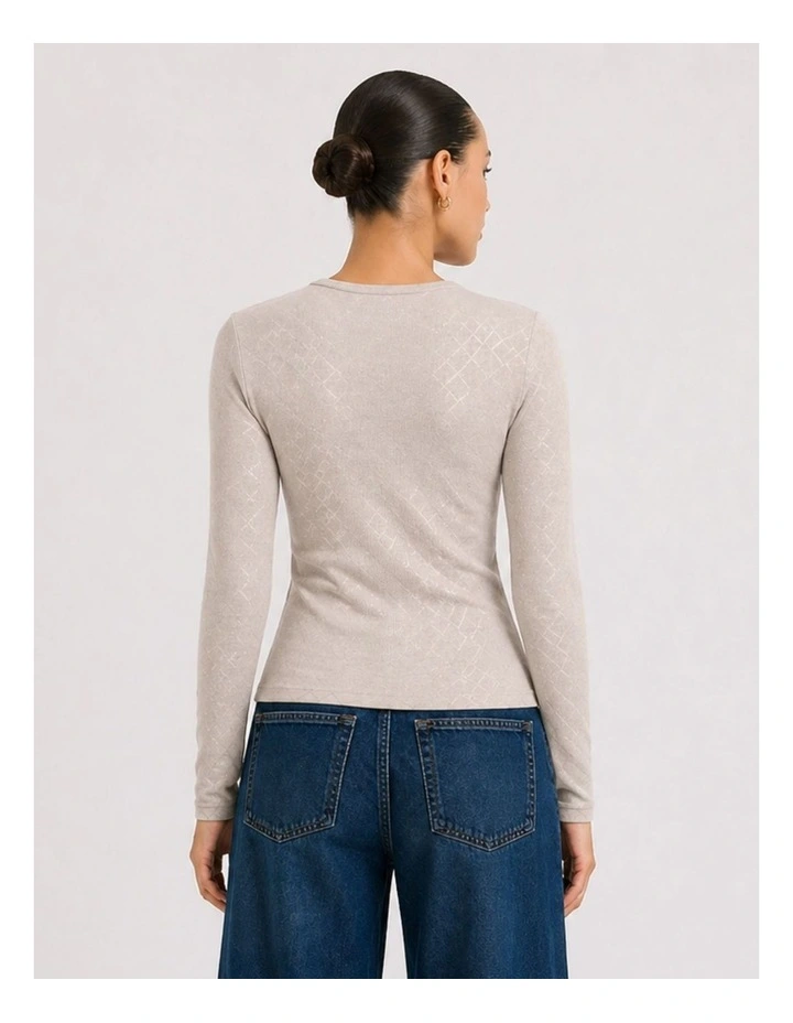 Catty Long Sleeve Top in Stone image 2
