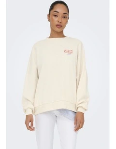 ONLY Deborah Long Sleeve Sweatshirt in Beige