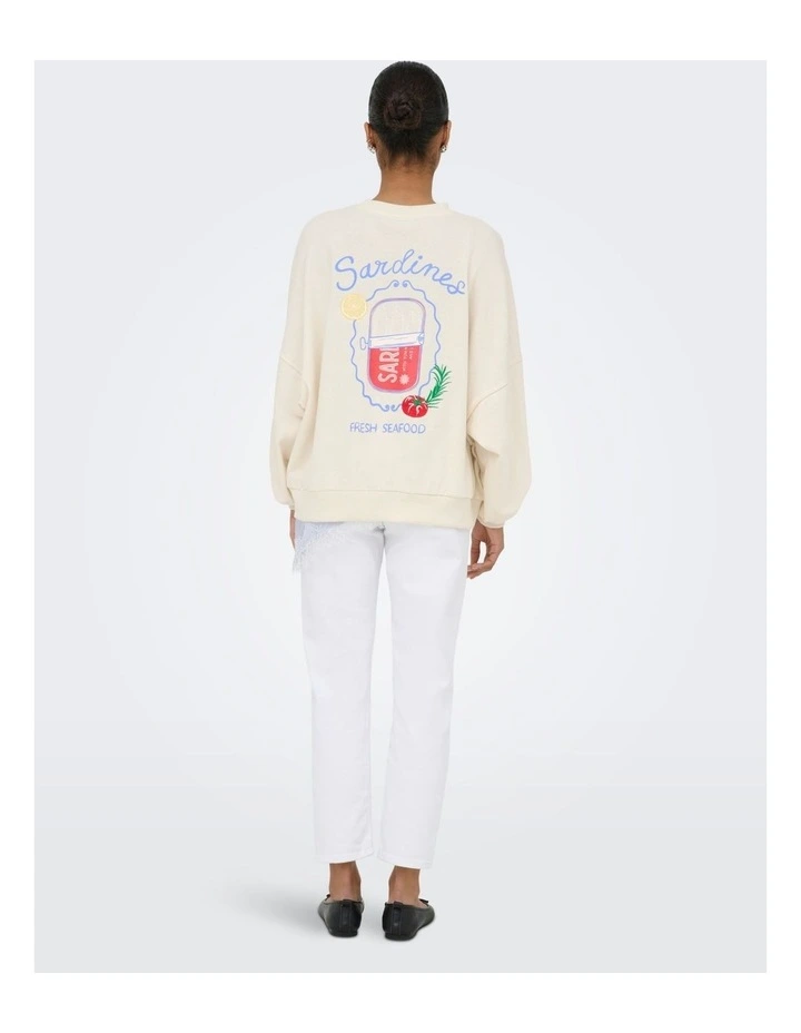 ONLY Deborah Long Sleeve Sweatshirt in Beige image 2