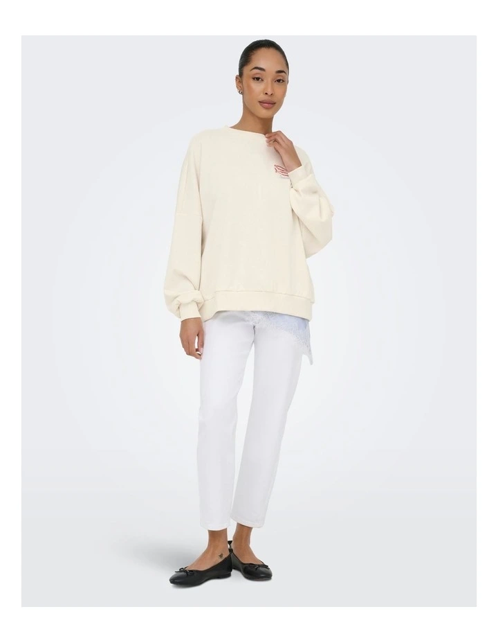 ONLY Deborah Long Sleeve Sweatshirt in Beige image 3