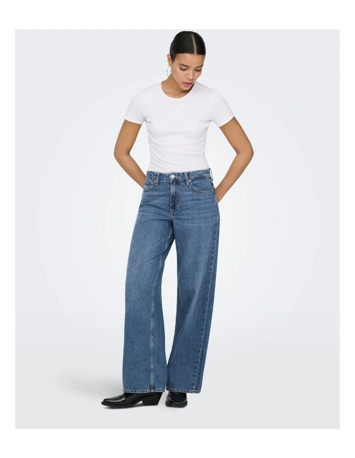 Silky Soft High Waisted Wide Denim in Mid Blues image 3