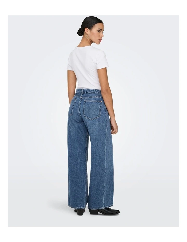 Silky Soft High Waisted Wide Denim in Mid Blues image 4