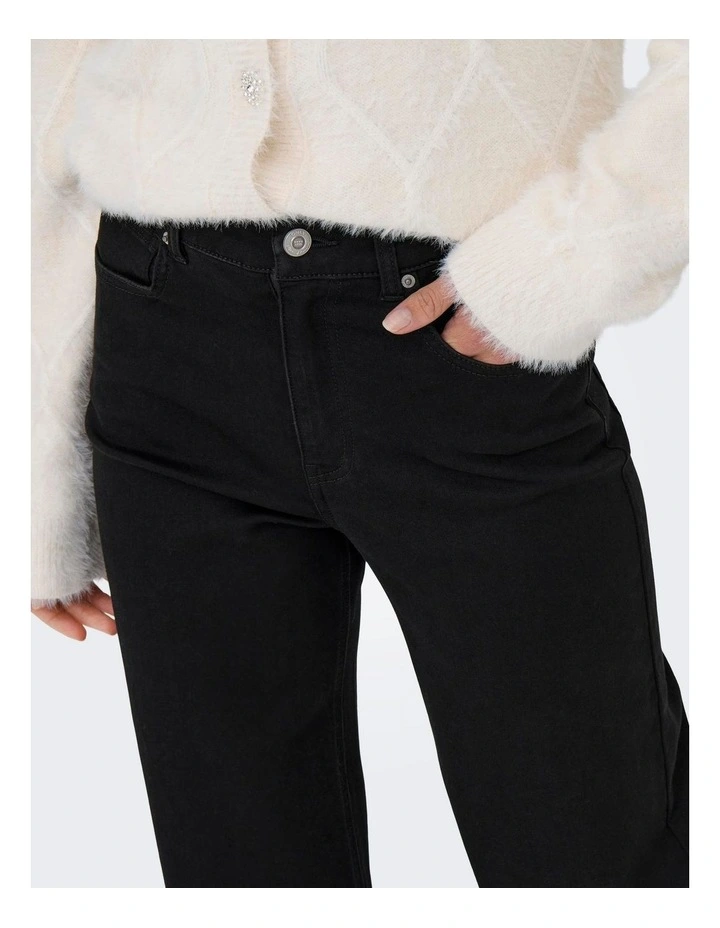 Madison Royal High Waisted Wide Denim Jeans in Black image 3