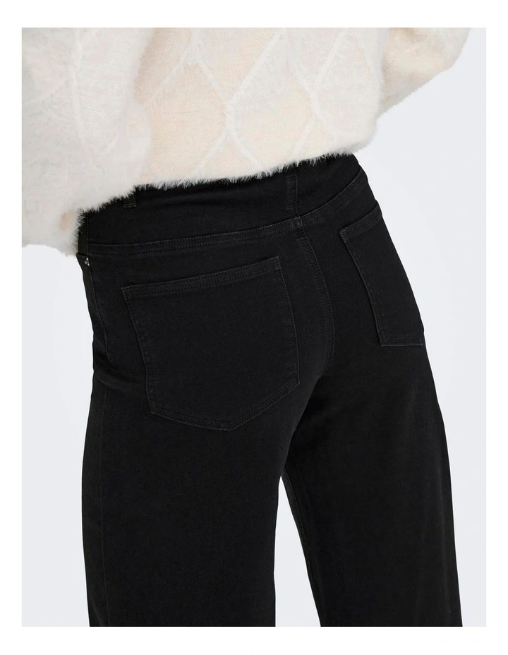 Madison Royal High Waisted Wide Denim Jeans in Black image 5