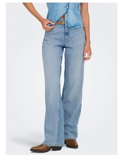 Maddie-O High Waisted Wide Denim Jeans in Light Blue
