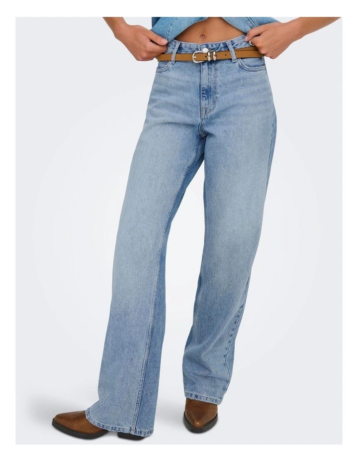 Maddie-O High Waisted Wide Denim Jeans in Light Blue image 2
