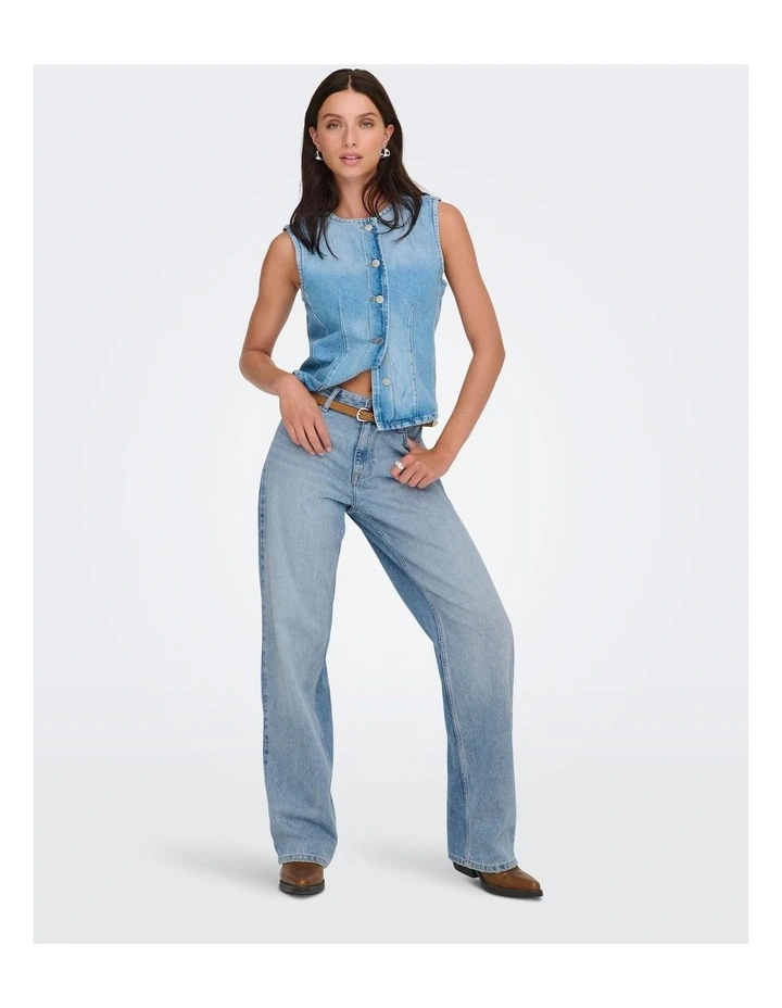 Maddie-O High Waisted Wide Denim Jeans in Light Blue image 4