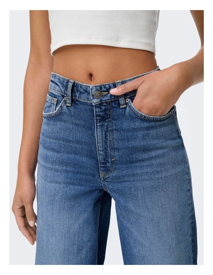 Juicy High Waisted Wide Leg Jeans in Dark Blue Denim image 2