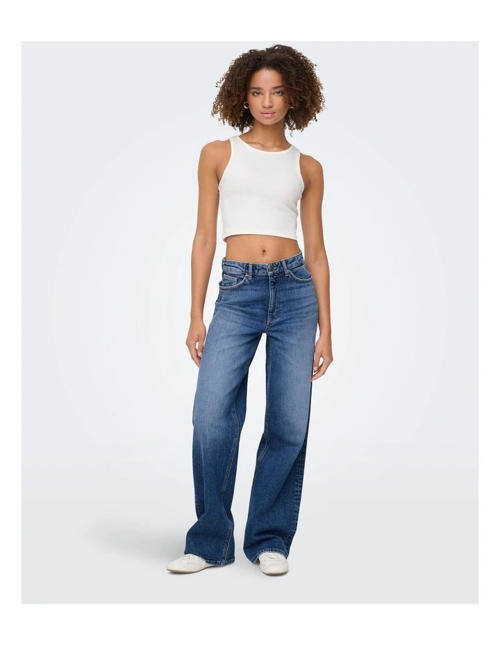 Juicy High Waisted Wide Leg Jeans in Dark Blue Denim image 3