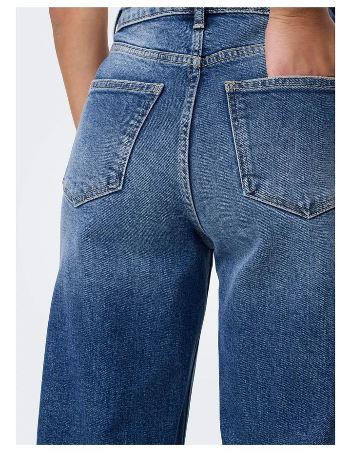 Juicy High Waisted Wide Leg Jeans in Dark Blue Denim image 4