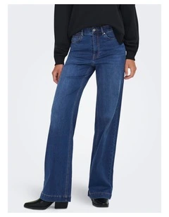Madison-Royal High Waisted Wide Jeans in Dark Blue Denim
