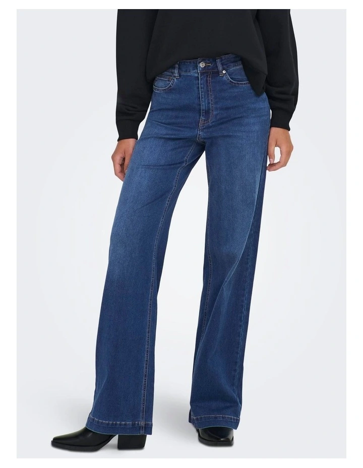 Madison-Royal High Waisted Wide Jeans in Dark Blue Denim image 1
