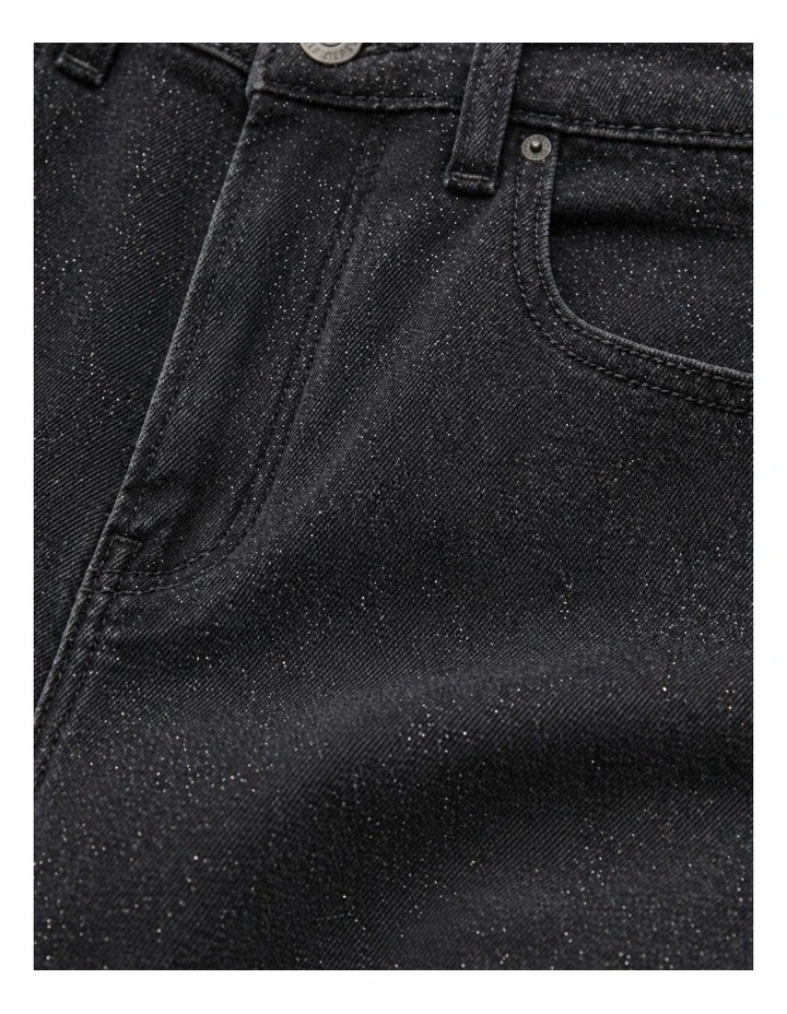 Juicy Glitter High Waisted Flare Denim Jeans in Black image 2