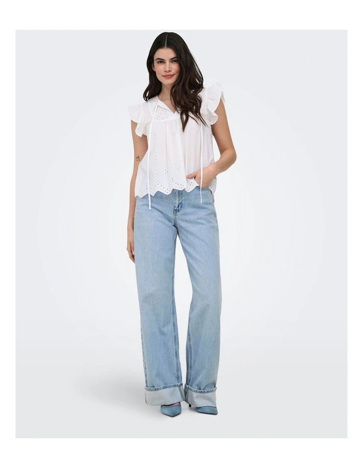Hope High Waisted Wide Foldup Denim Jeans in Light Blue image 3