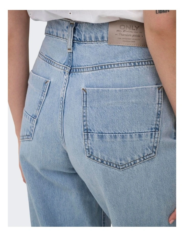 Hope High Waisted Wide Foldup Denim Jeans in Light Blue image 5