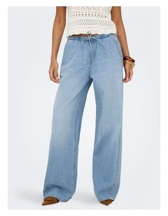 Jay Pull Up String Denim Pants in Light Blue
