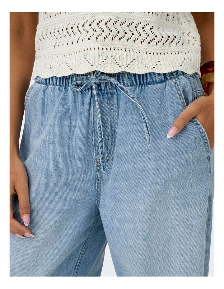 Jay Pull Up String Denim Pants in Light Blue image 2