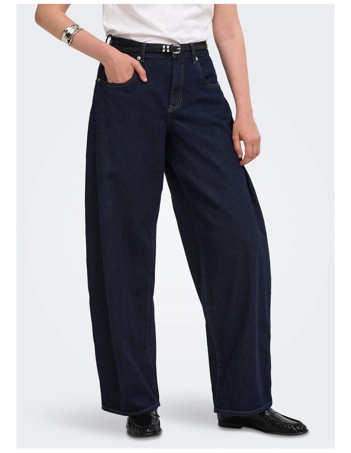 Taylor High Waist Barrel Jeans in Dark Denim image 3
