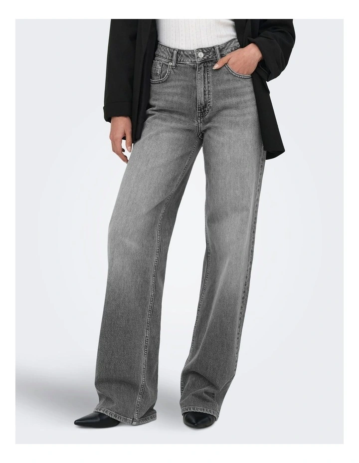 ONLY Juicy High Waisted Jeans in Grey image 3