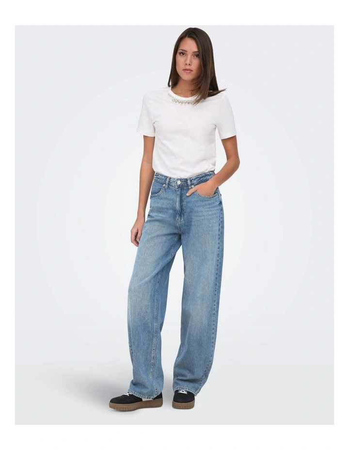 ONLY Toledo Mid Waisted Jeans in Mid Blue image 1
