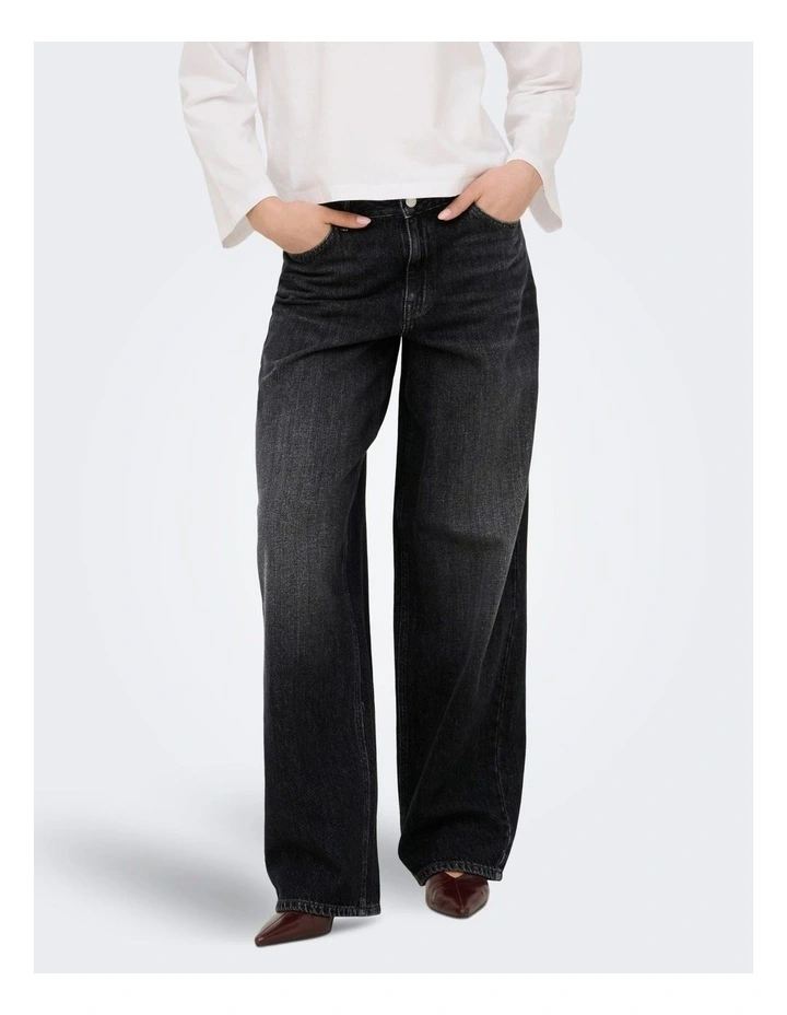 ONLY Toledo Mid Waisted Jeans in Black image 3