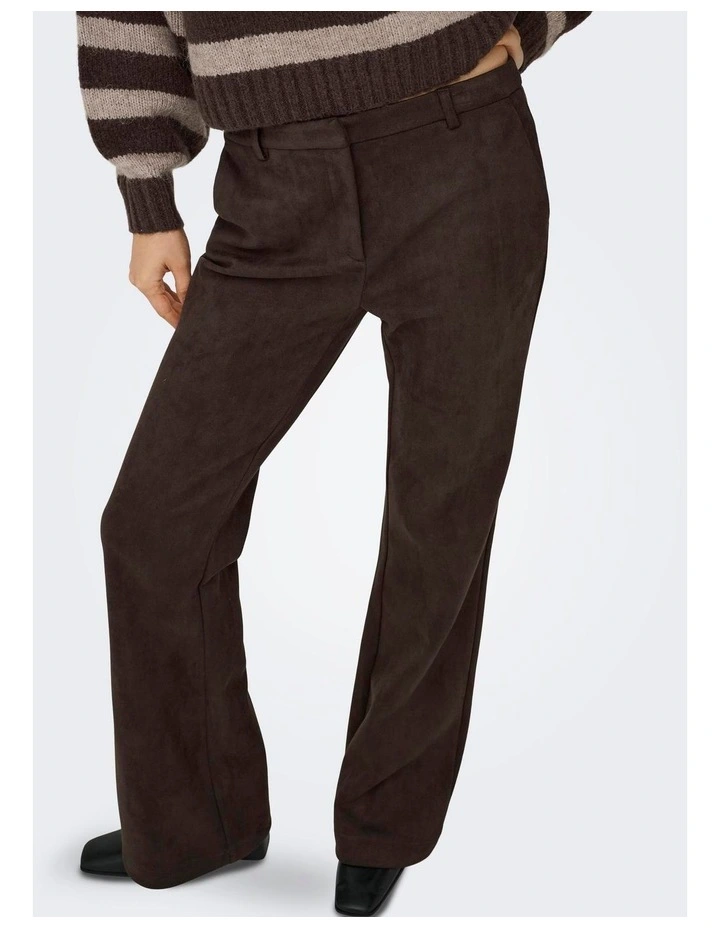 Iva Life Faux Suede Flare Pant in Brown image 2
