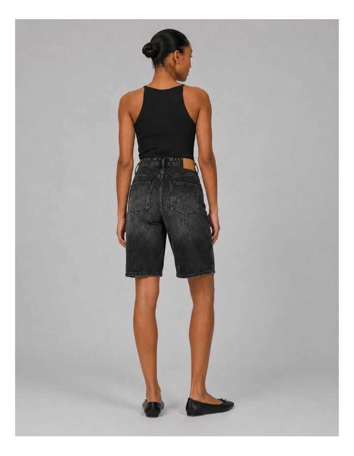 Sonny High Waisted Wide Denim Shorts in Black image 2