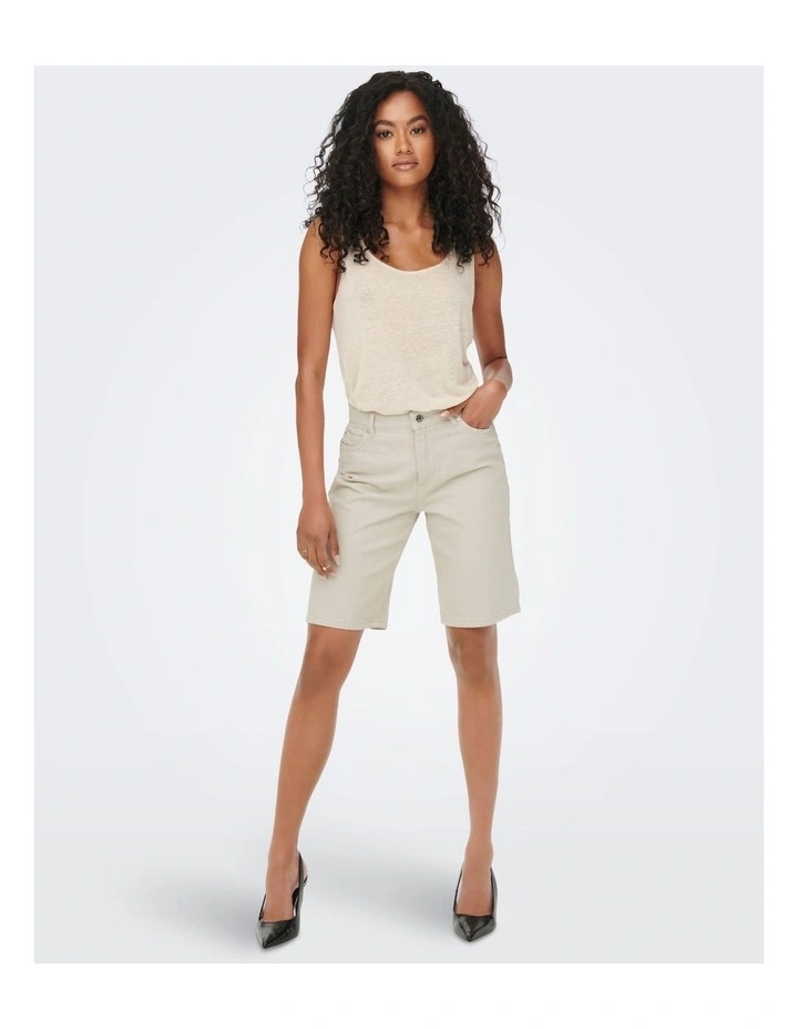 Sonny High Waisted Denim Shorts in Beige image 1
