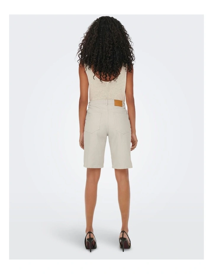 Sonny High Waisted Denim Shorts in Beige image 2