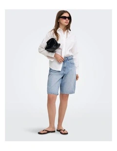 Taylor High Waist Denim Shorts in Light Blue