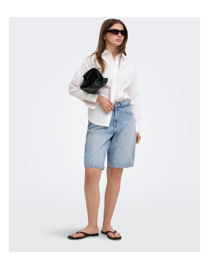 Taylor High Waist Denim Shorts in Light Blue image 1