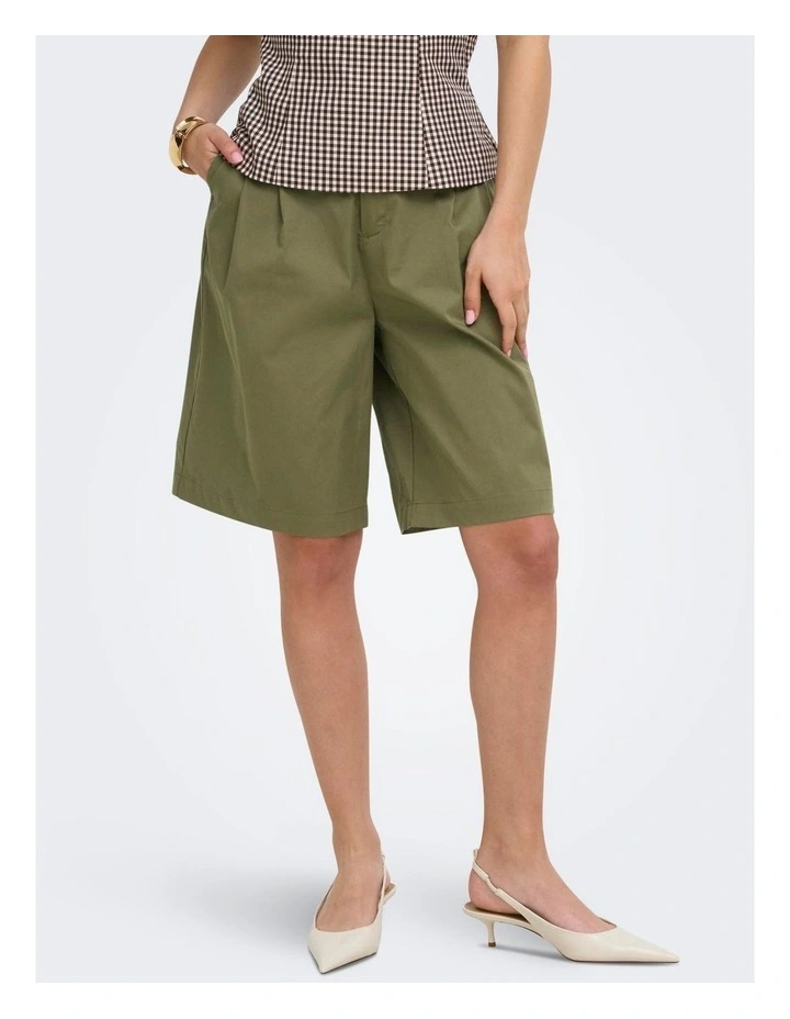 Anny High Waisted Shorts in Olive image 3