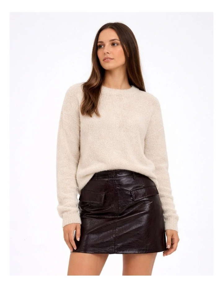 Sika Glaz Faux Leather Mini Skirt in Burgundy image 1