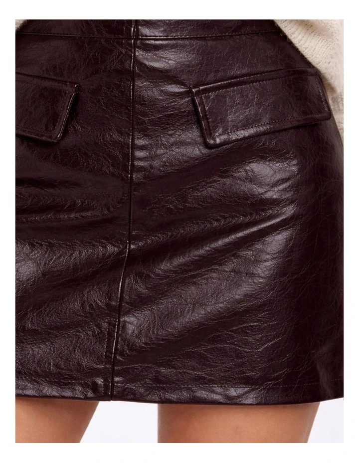 Sika Glaz Faux Leather Mini Skirt in Burgundy image 2