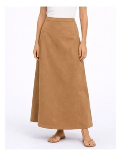 Bine Life Faux Suede Skirt in Tan