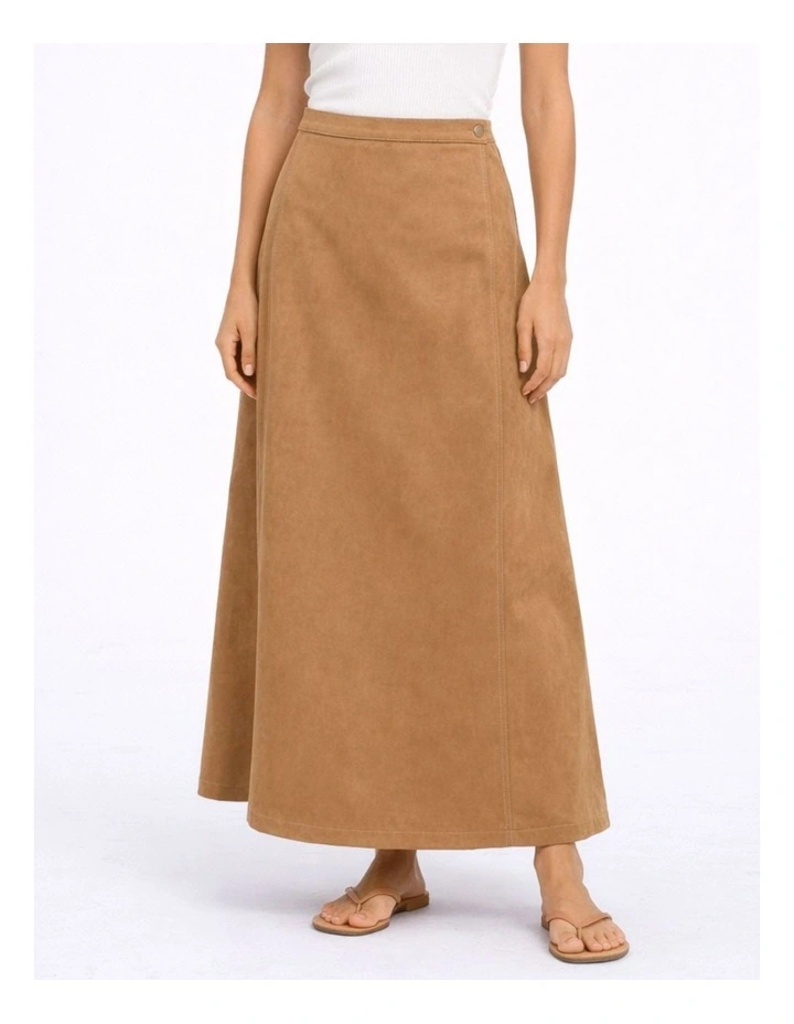 Bine Life Faux Suede Skirt in Tan image 1