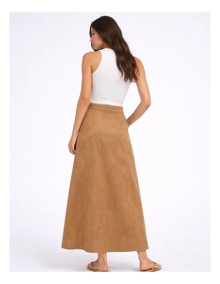 Bine Life Faux Suede Skirt in Tan image 2