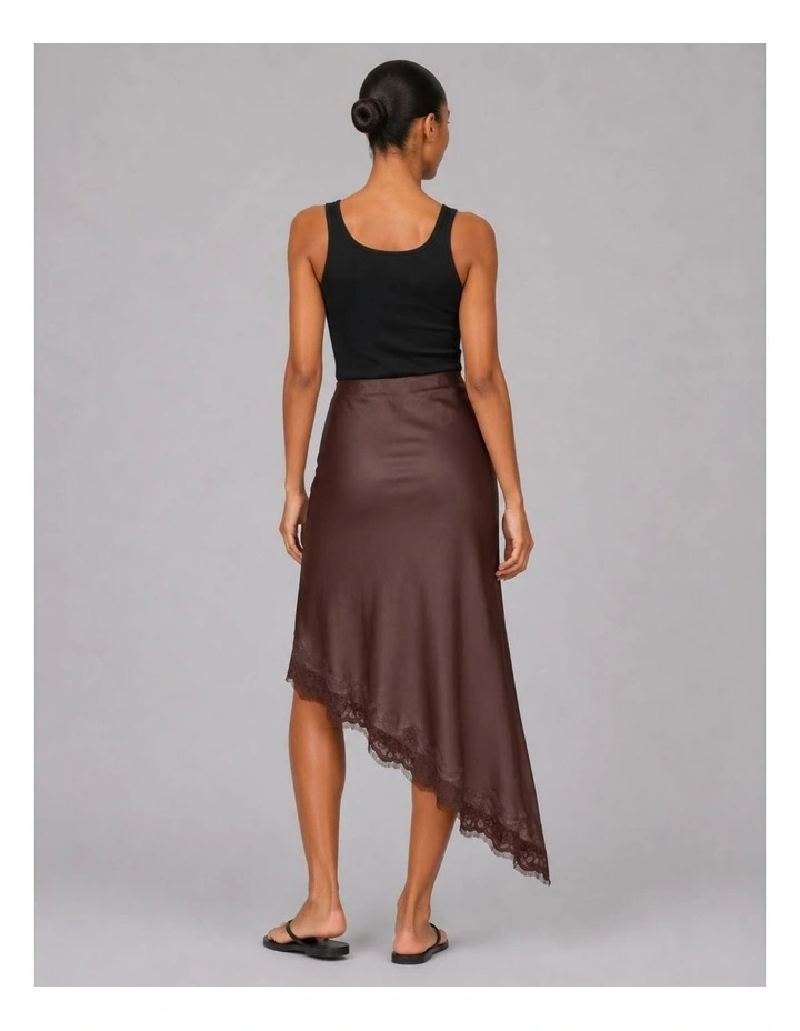 Faraya Satin Lace Skirt in Brown image 2