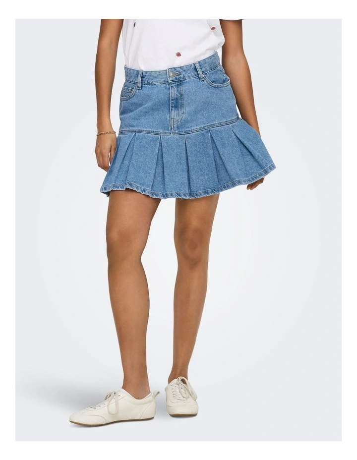 Emerson Pleated Denim Skirt in Light Blue image 2