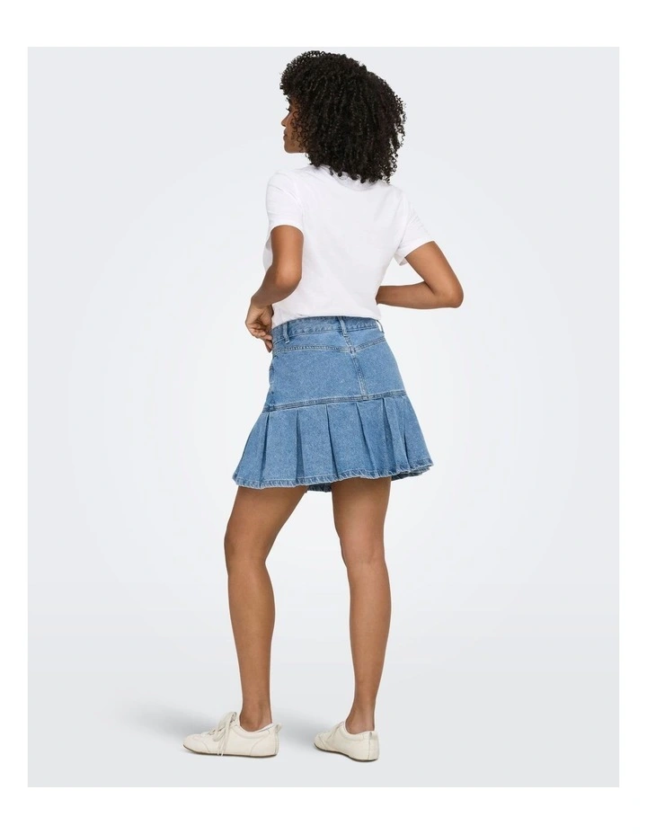 Emerson Pleated Denim Skirt in Light Blue image 3