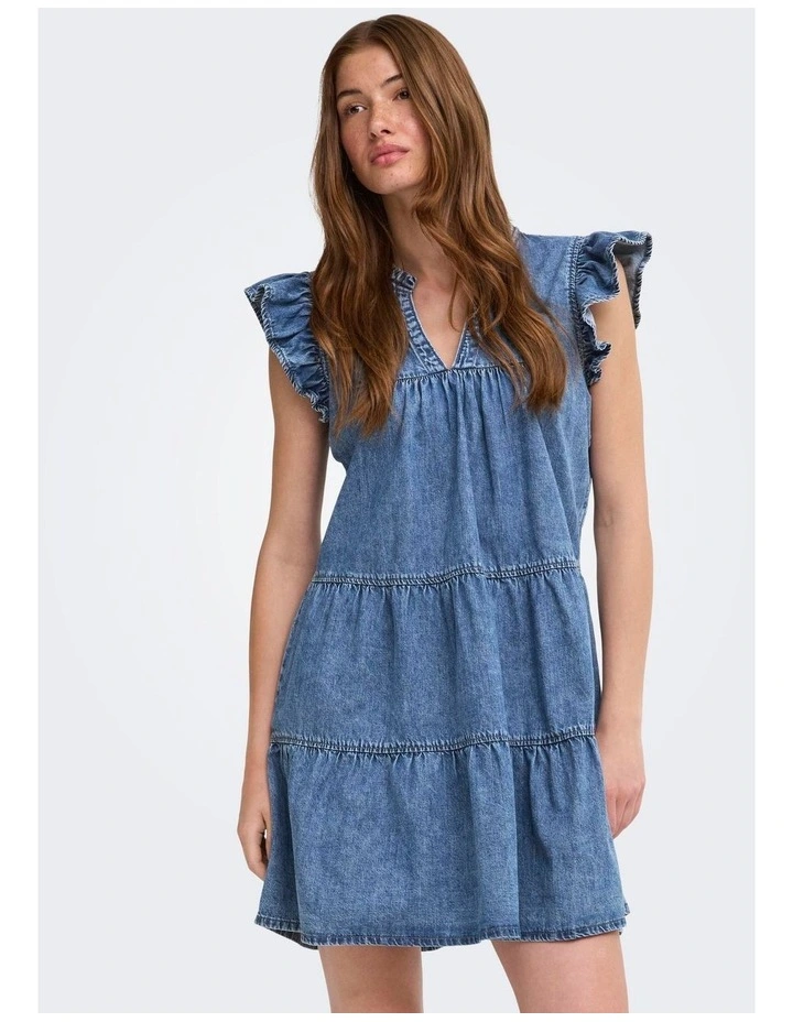 Shania Short Denim Dress in Light Blue image 1