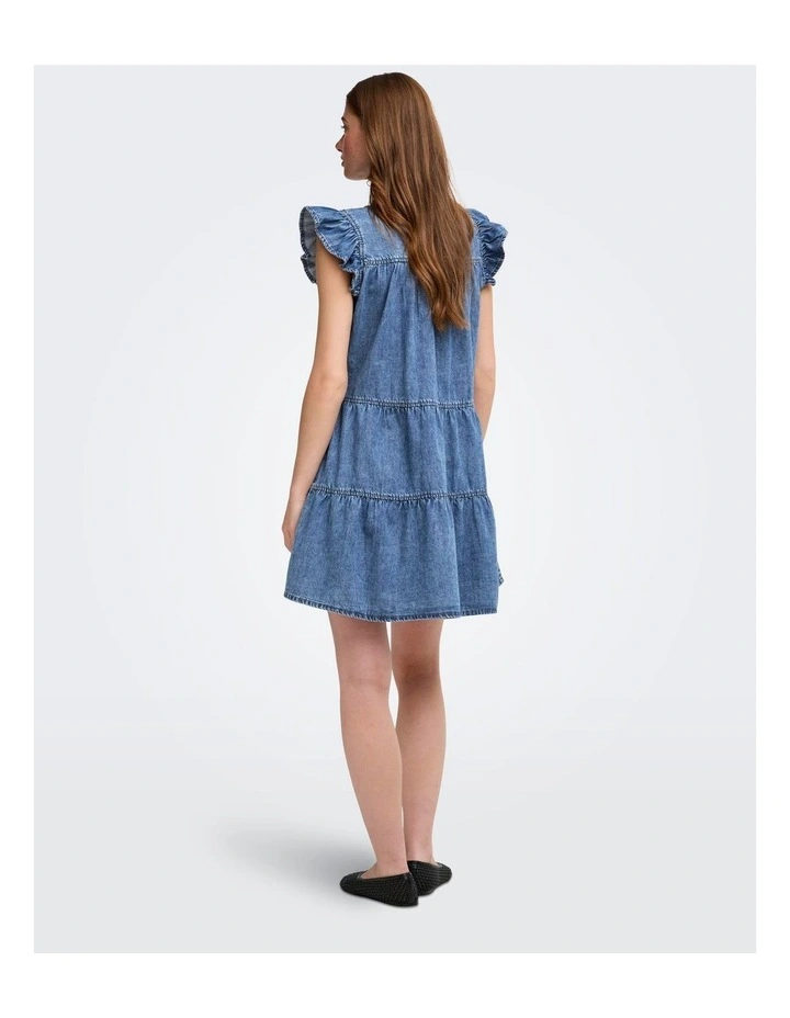 Shania Short Denim Dress in Light Blue image 2