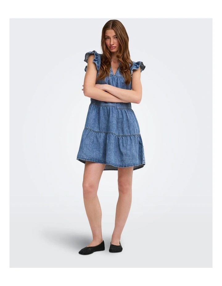 Shania Short Denim Dress in Light Blue image 3