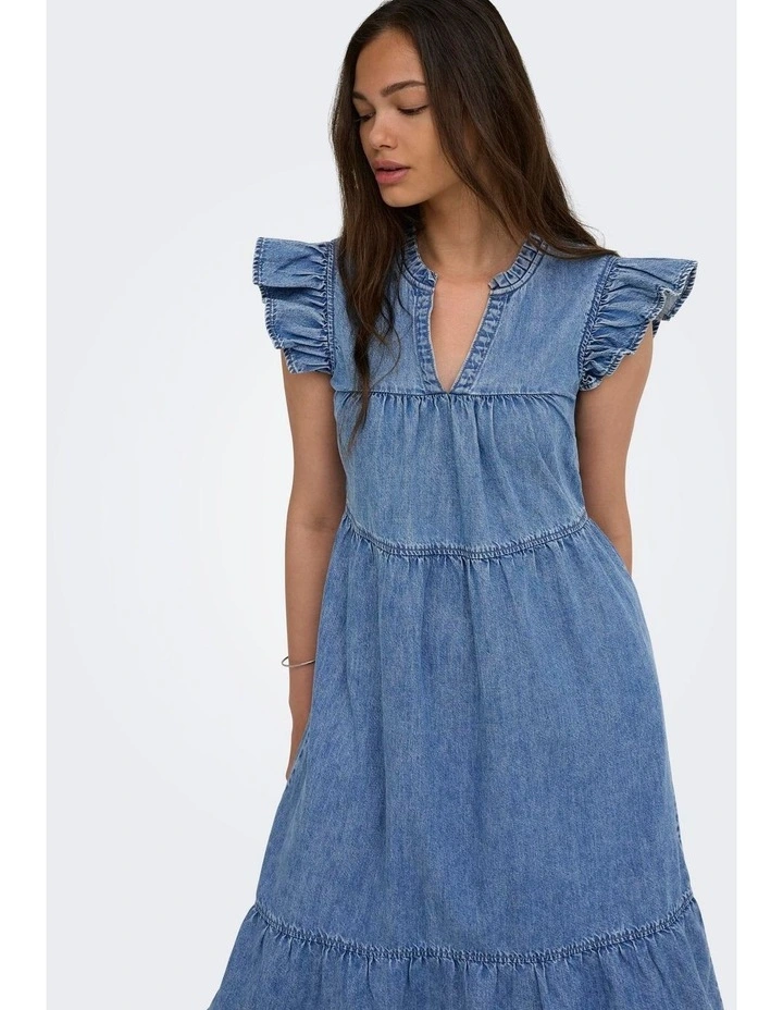 Shania Denim Dress in Medium Blue image 3
