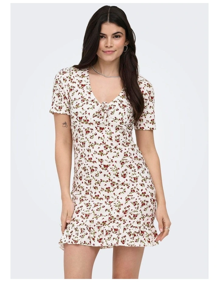 Molly Short Sleeve Dress in White image 1